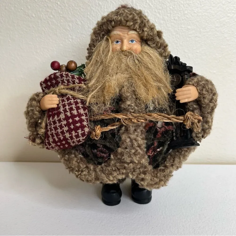 Dan Dee Collectors Choice Santa Round Toy Sack Grandfather Clock Rustic Stuffie